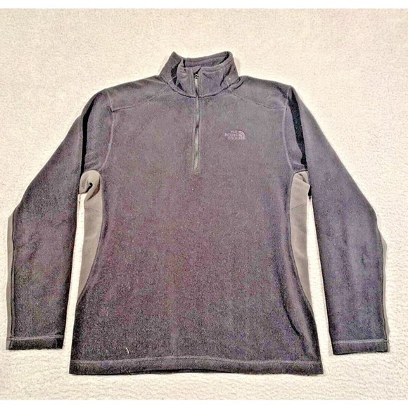 North Face Men's Black Gray Fleece Pullover Sweatshirt‎ 1/4 Zip Medium M - Picture 1 of 10